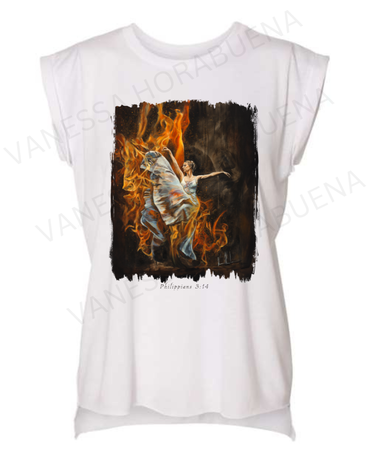 A Burning Flame Within - Ladies Rolled Sleeve Muscle T-Shirt