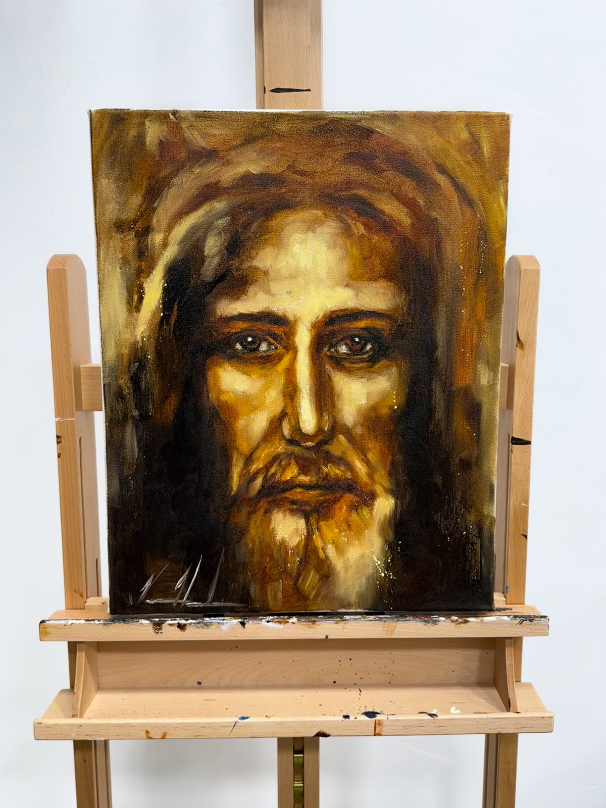 The Shroud of Turin - Resurrection Light - 16”x20” Original Oil Painting Vanessa Horabuena