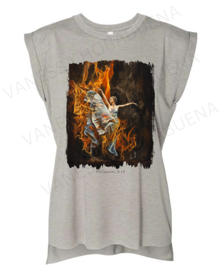 A Burning Flame Within - Ladies Rolled Sleeve Muscle T-Shirt