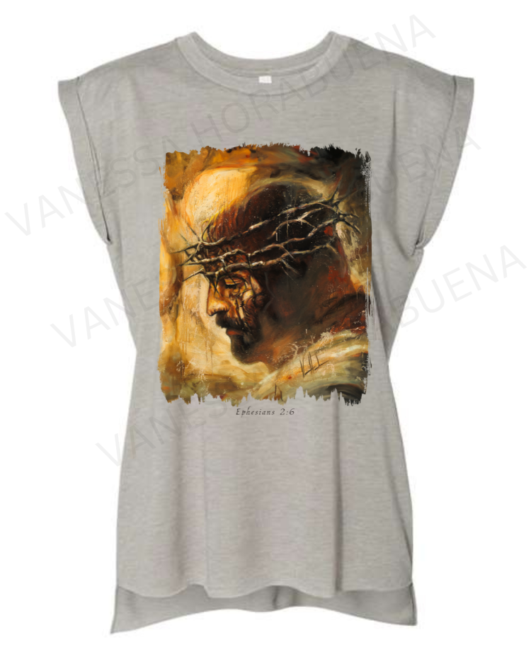 King of Glory - Ladies Rolled Sleeve Muscle T-Shirt