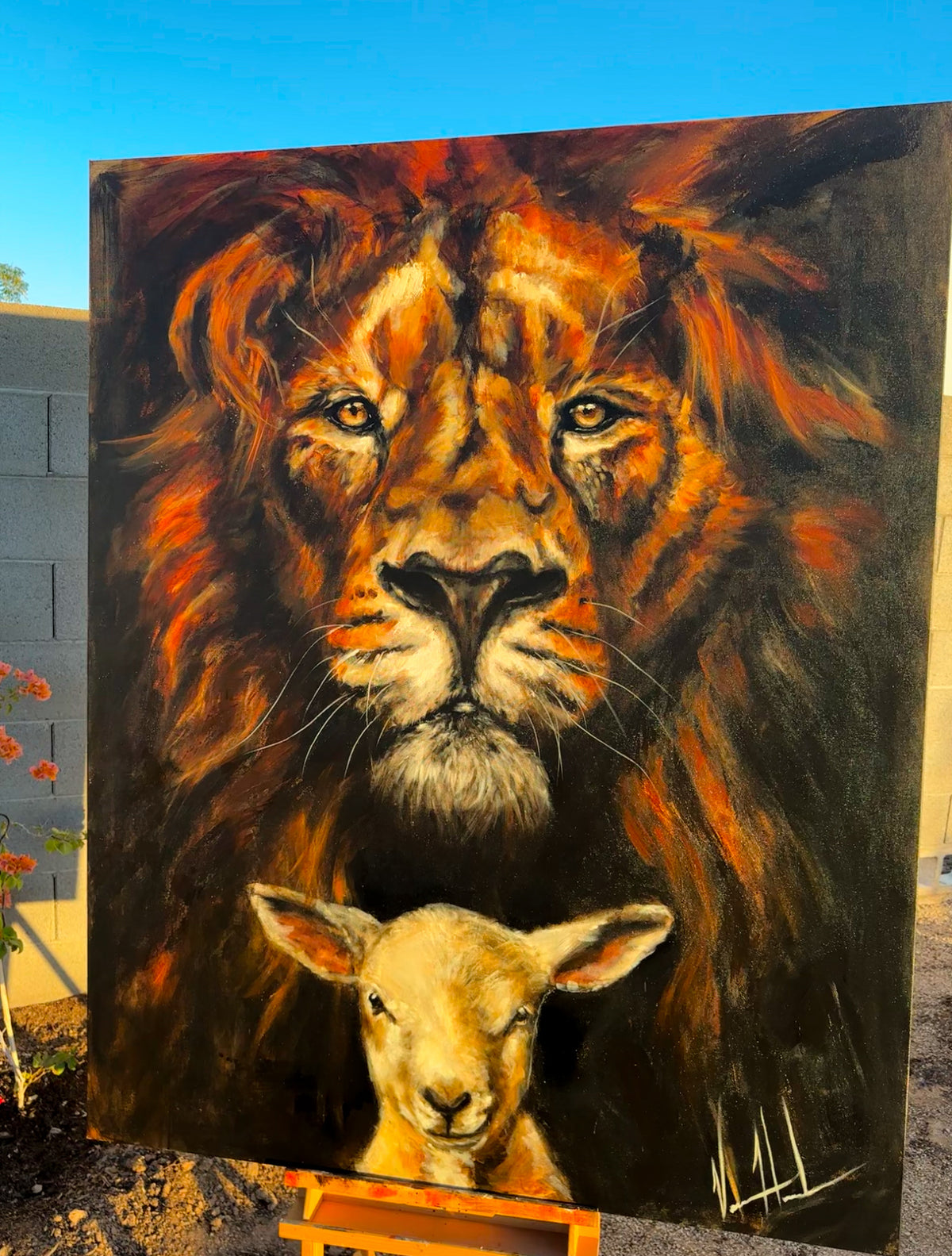 The Lion and Lamb Passover - 48”x60” Original Acrylic Painting