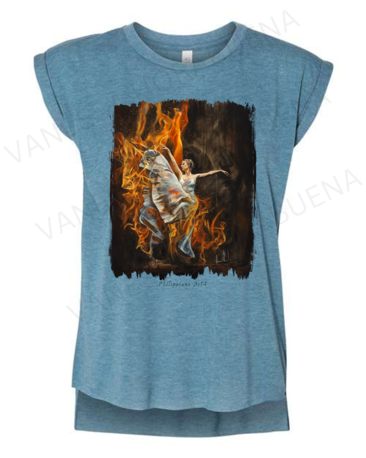 A Burning Flame Within - Ladies Rolled Sleeve Muscle T-Shirt