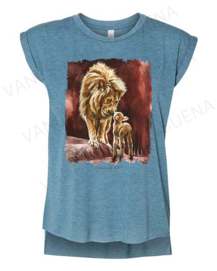 The Heart of God - Ladies Rolled Sleeve Muscle T-Shirt