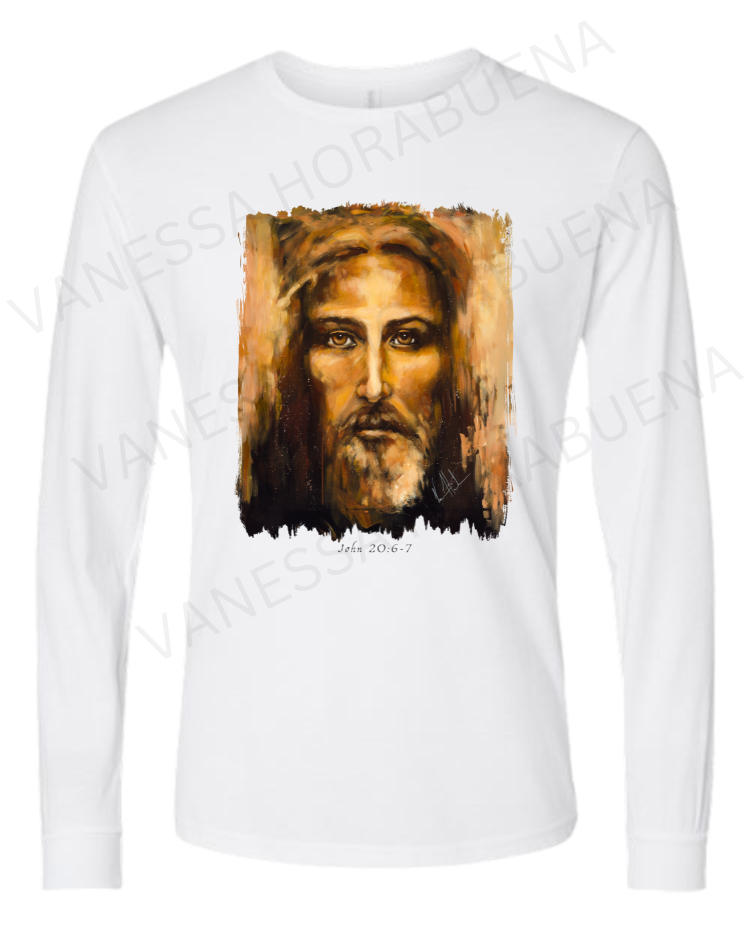 The Shroud of Turin - Resurrection Light - Unisex T-Shirt Vanessa Horabuena Long Sleeve White Small