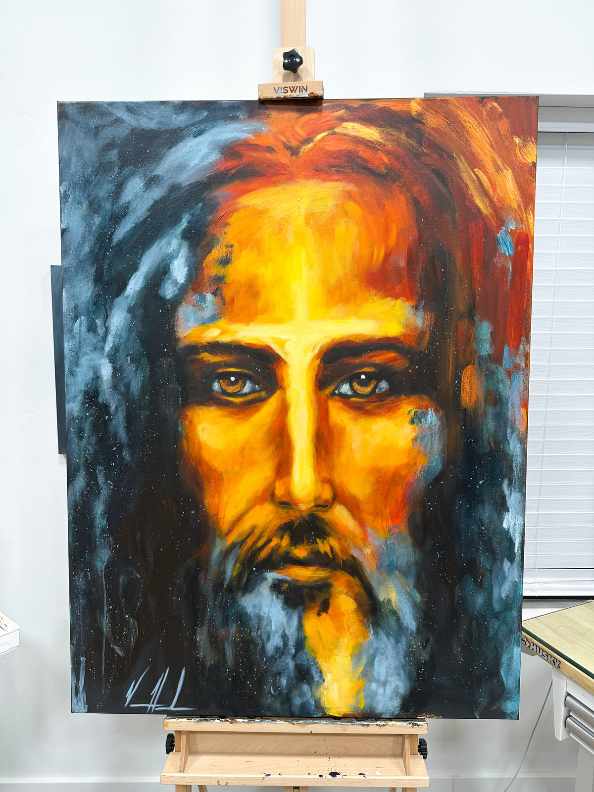 The Shroud of Turin - Peace in His Eyes - 36”x48” Original Acrylic Painting