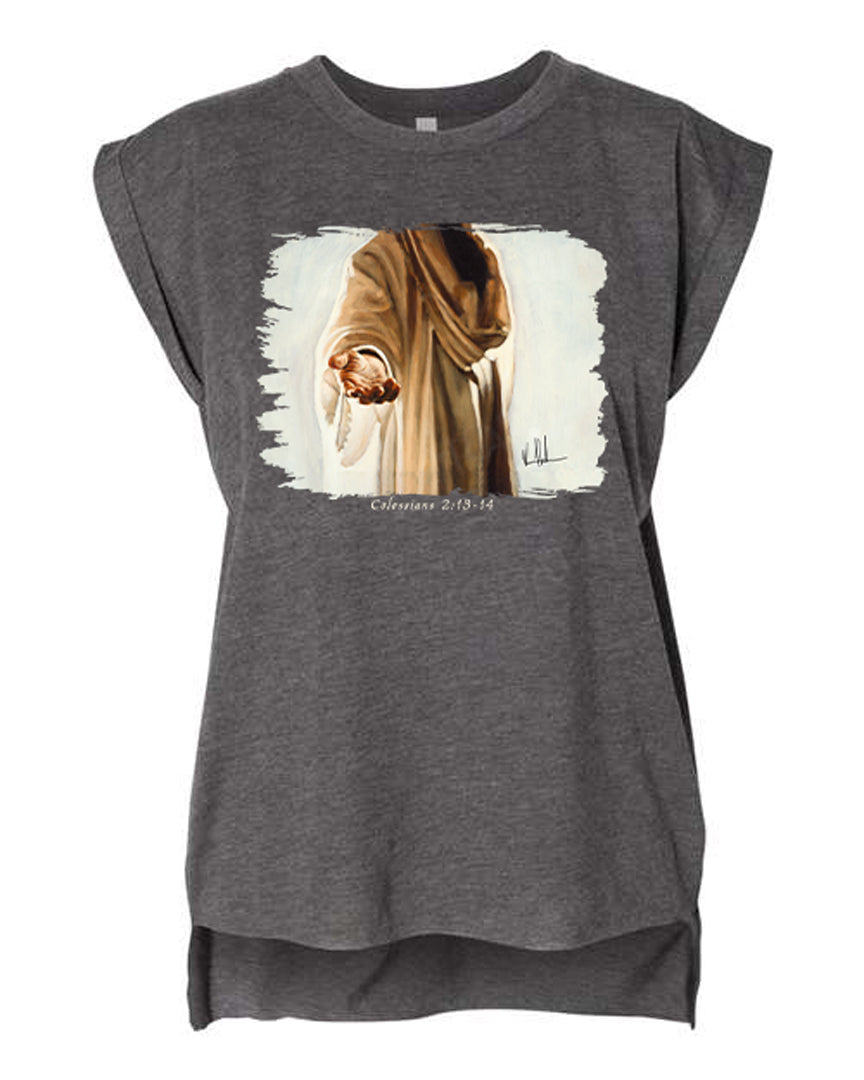 Beckoning - Ladies Rolled Sleeve Muscle T-Shirt Vanessa Horabuena Dark Grey Heather Small