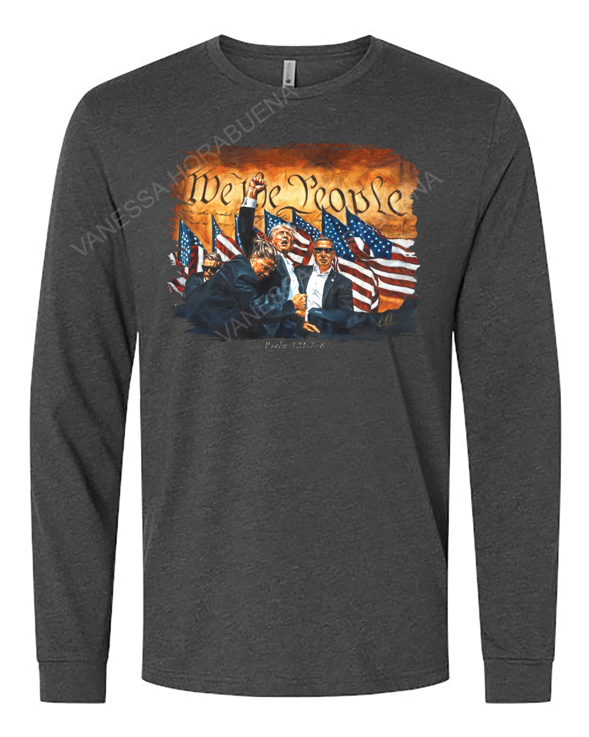 Fight For America - Unisex T-Shirt Vanessa Horabuena Long Sleeve Charcoal Small