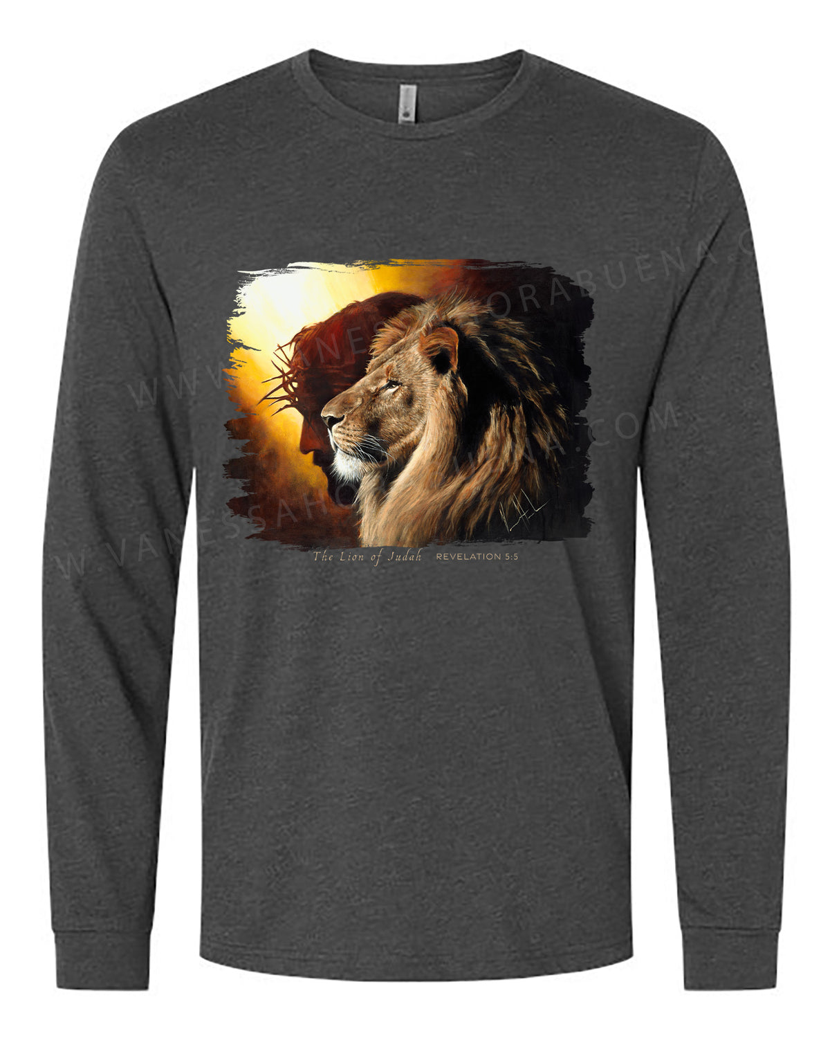 The Lion of Judah - Unisex T-Shirt Vanessa Horabuena Long Sleeve Charcoal Small