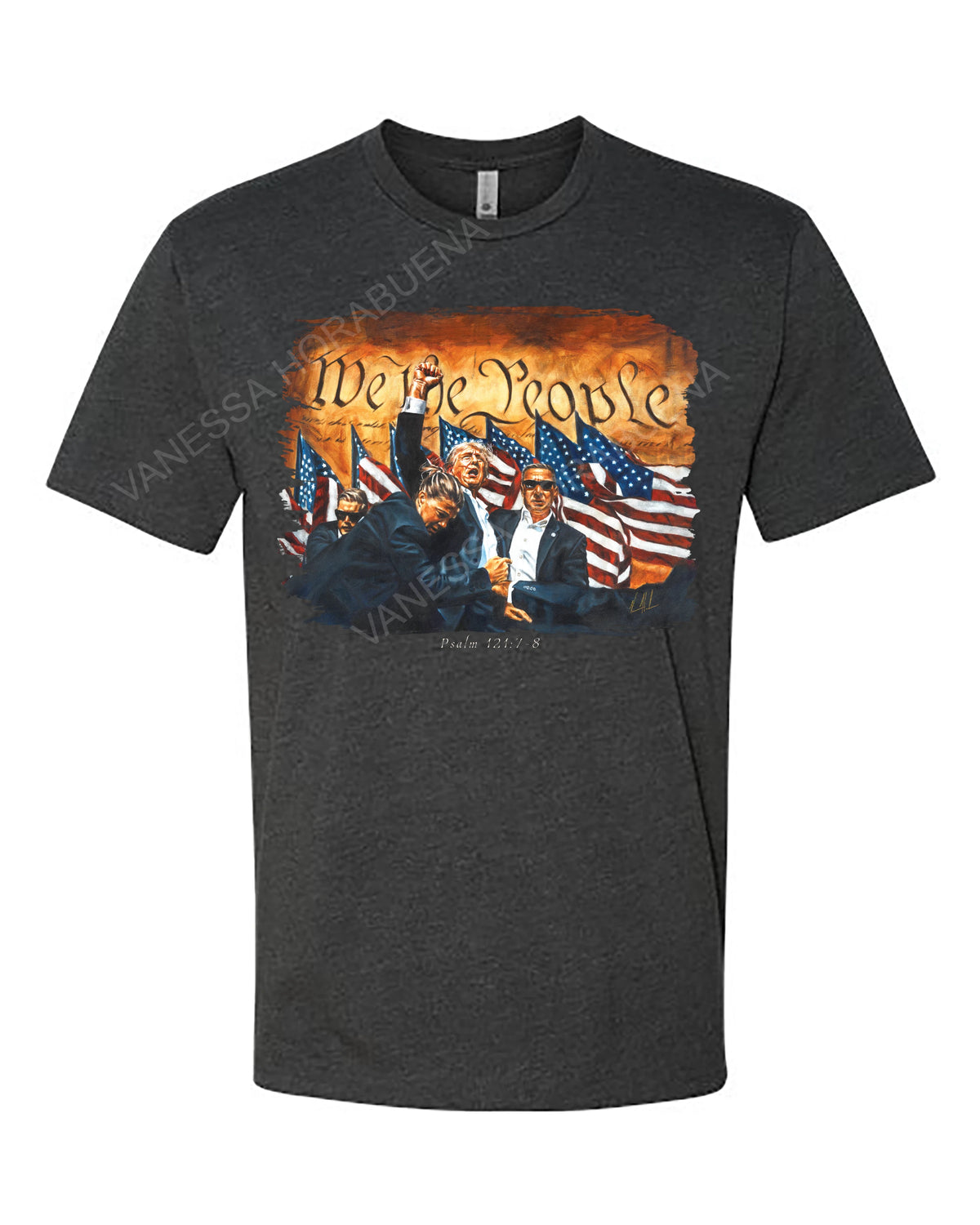 Fight For America - Unisex T-Shirt Vanessa Horabuena Short Sleeve Charcoal Small