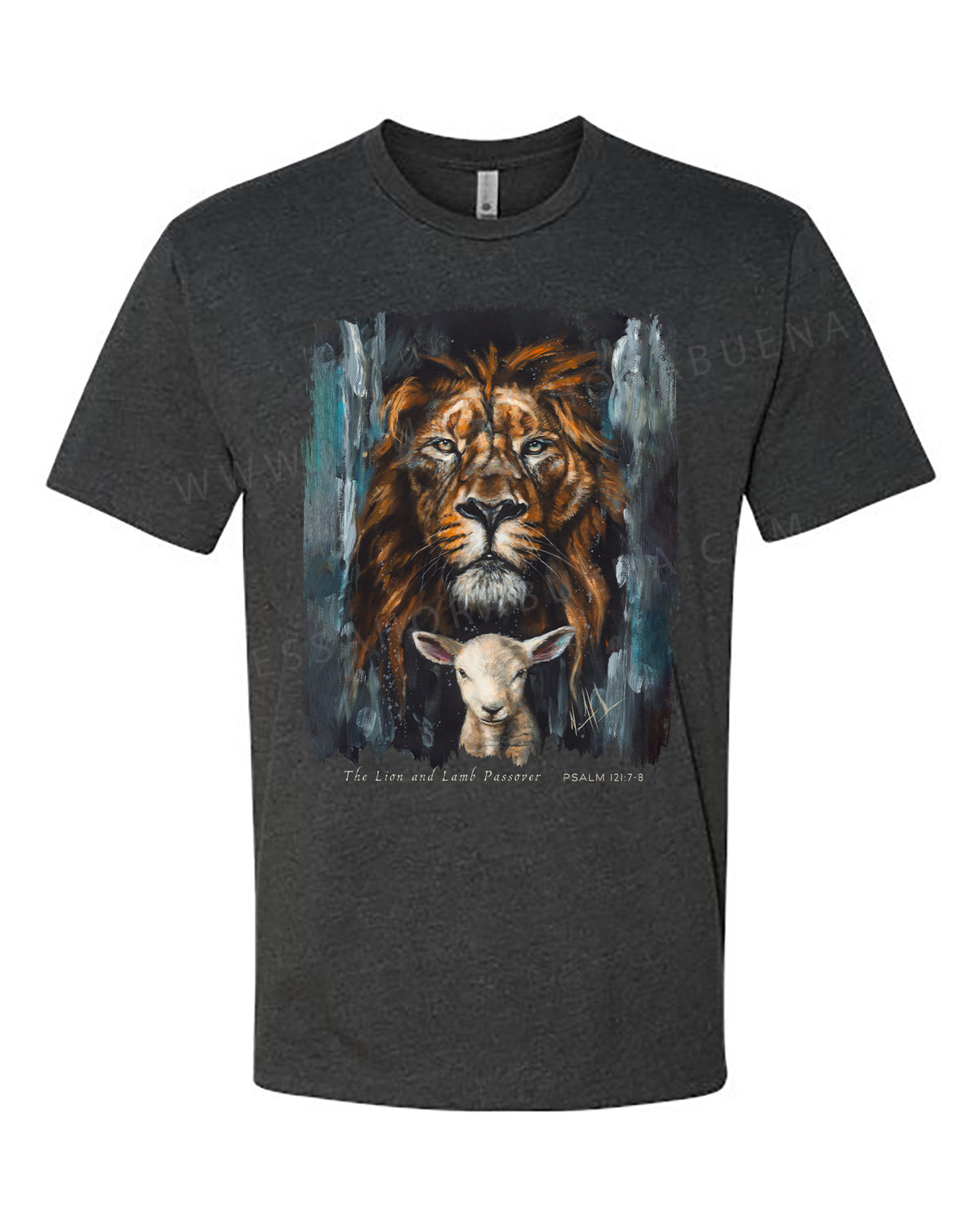 The Lion and Lamb Passover - Unisex T-Shirt Vanessa Horabuena Short Sleeve Charcoal Small