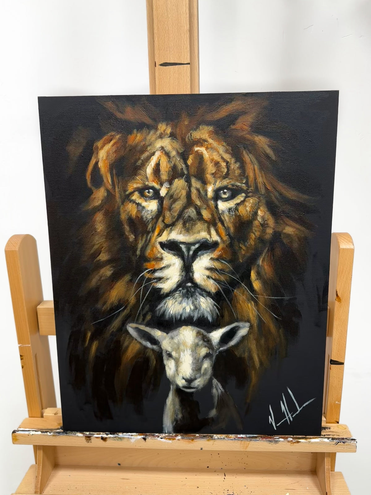 The Lion and Lamb Passover - Darkness Cannot Overcome the Light - 16”x20” Original Acrylic Painting