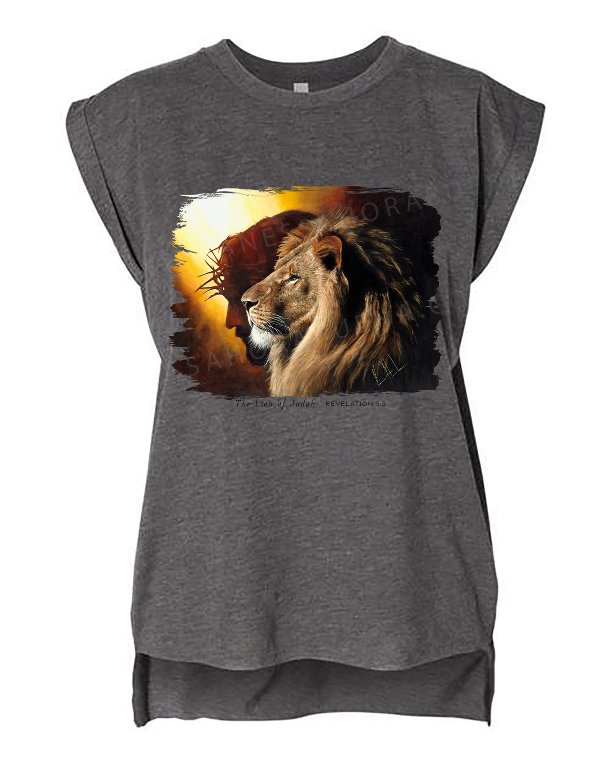 The Lion of Judah - Ladies Rolled Sleeve Muscle T-Shirt