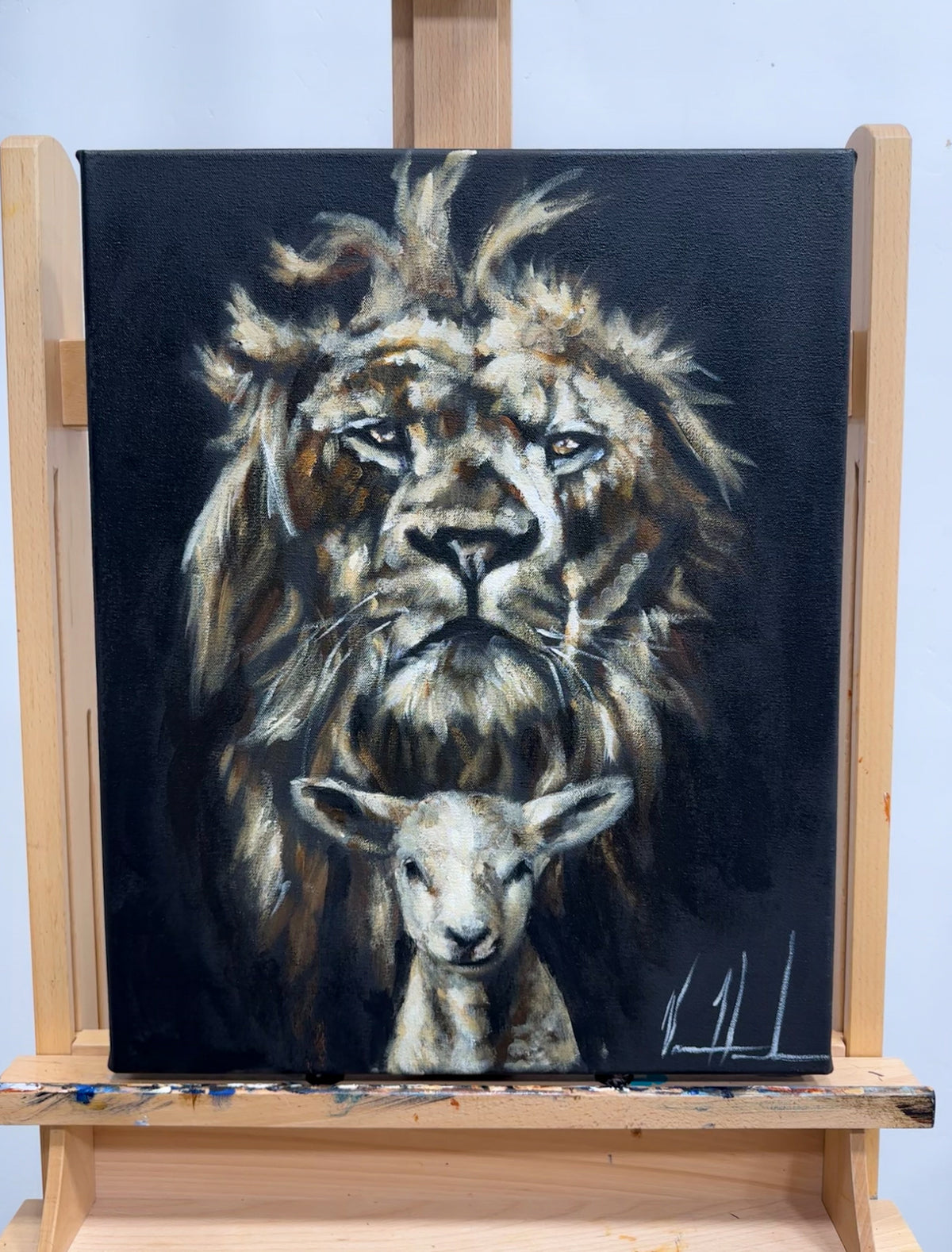 The Lion and Lamb Passover - Darkness Cannot Overcome the Light - 16”x20” Original Acrylic Painting