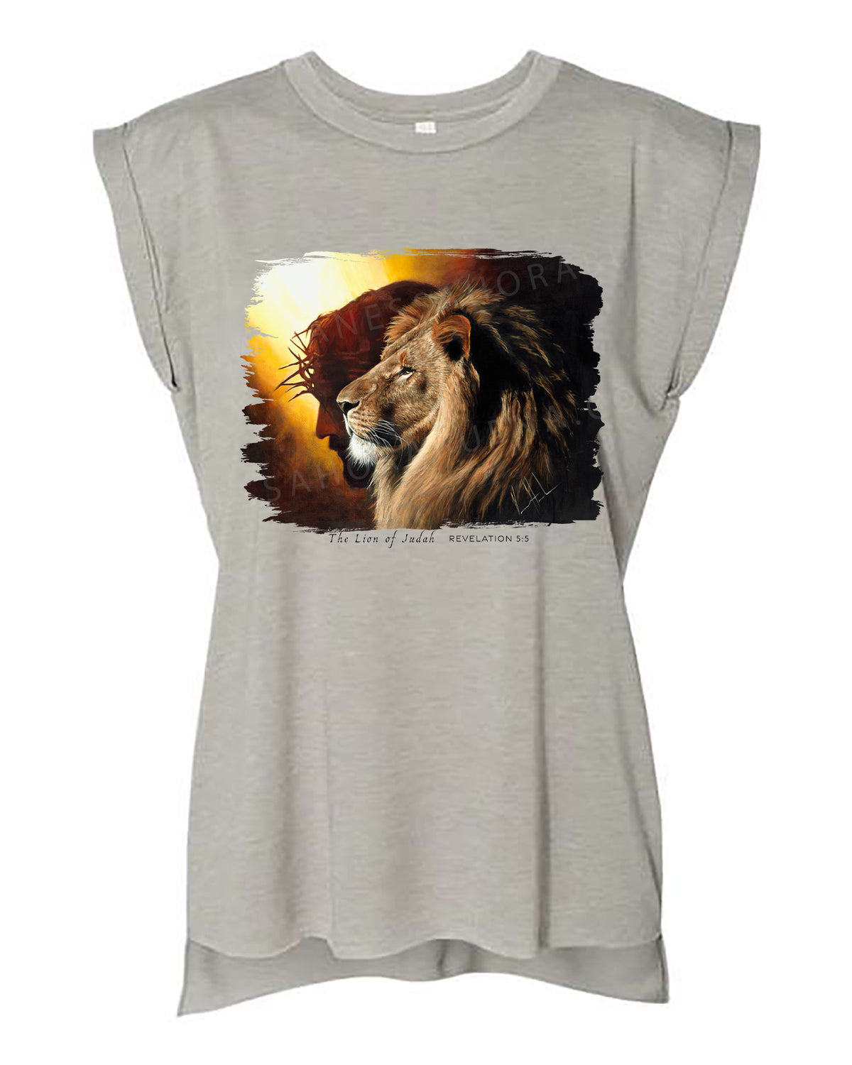 The Lion of Judah - Ladies Rolled Sleeve Muscle T-Shirt