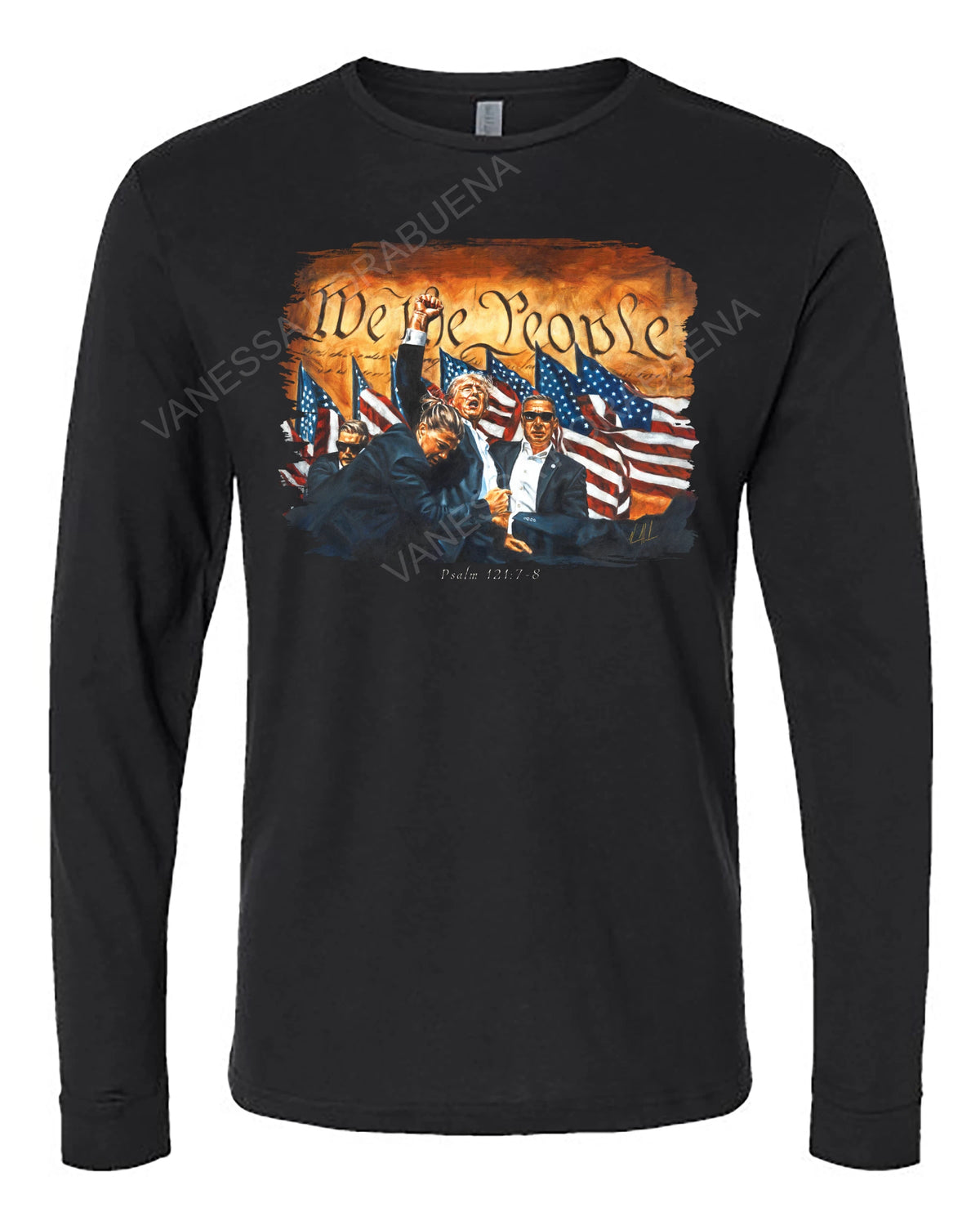 Fight For America - Unisex T-Shirt Vanessa Horabuena Long Sleeve Black Small