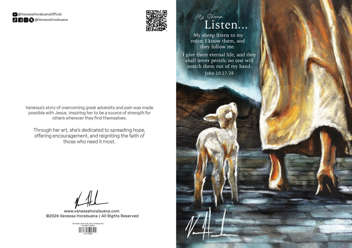 'My Sheep Listen to My Voice' Greeting Card