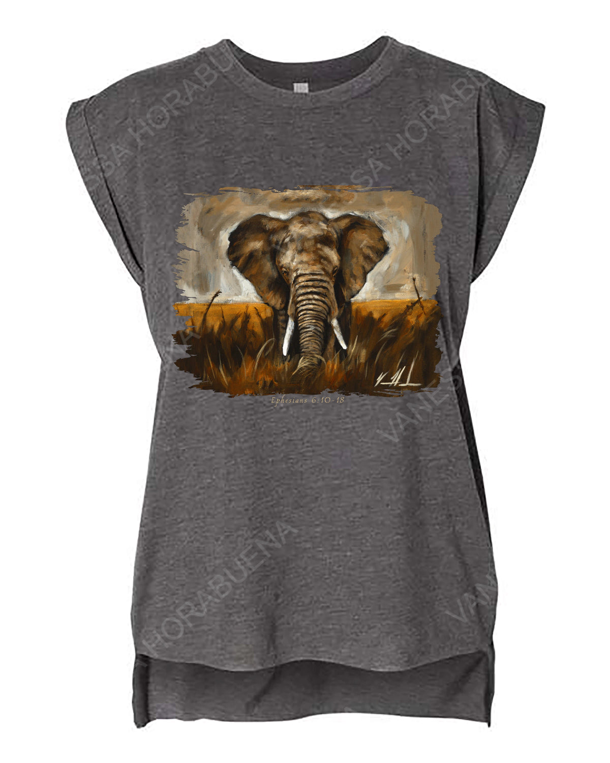 Stand Your Ground - Ladies Rolled Sleeve Muscle T-Shirt Vanessa Horabuena Dark Grey Heather Small