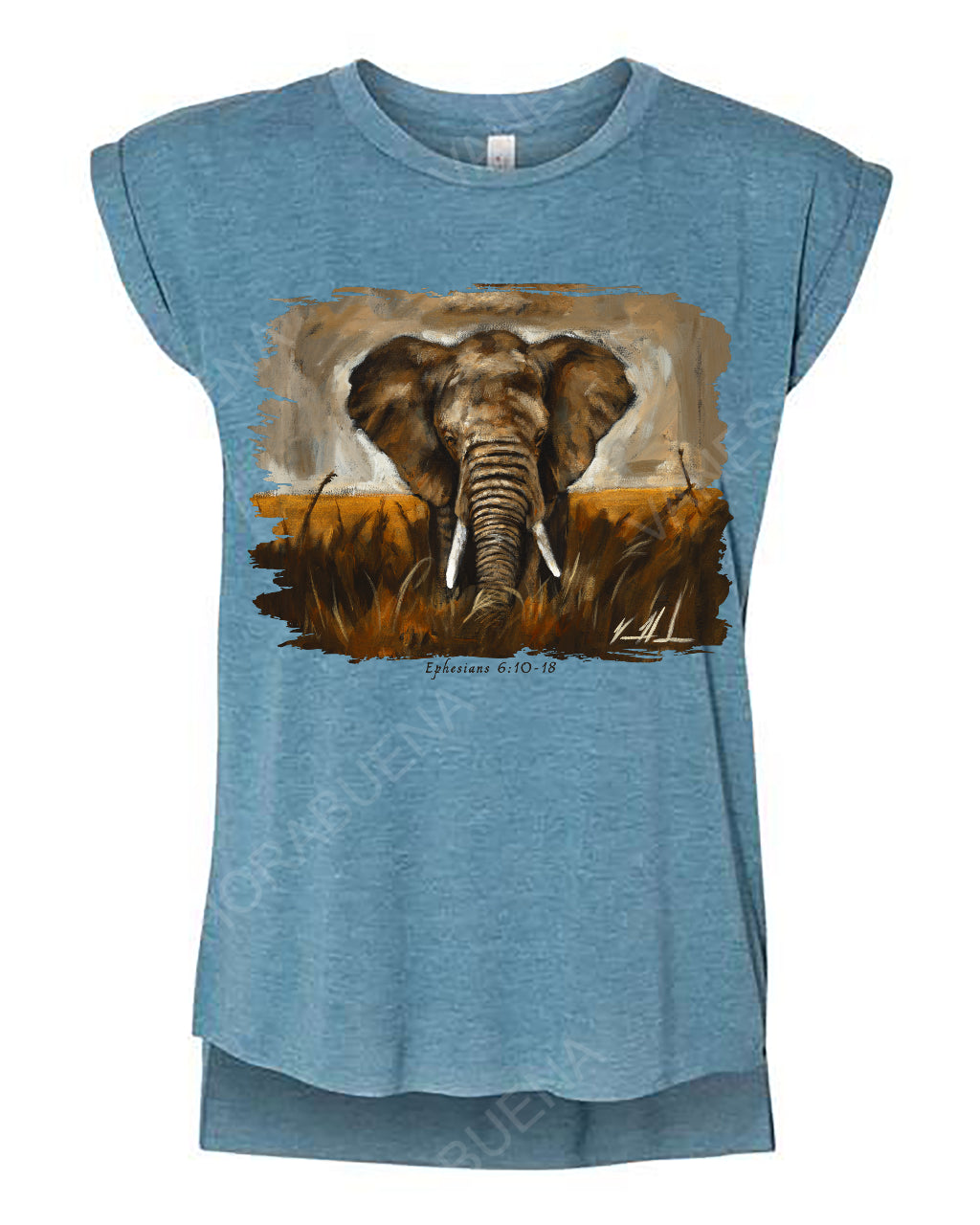 Stand Your Ground - Ladies Rolled Sleeve Muscle T-Shirt Vanessa Horabuena Heather Teal Small