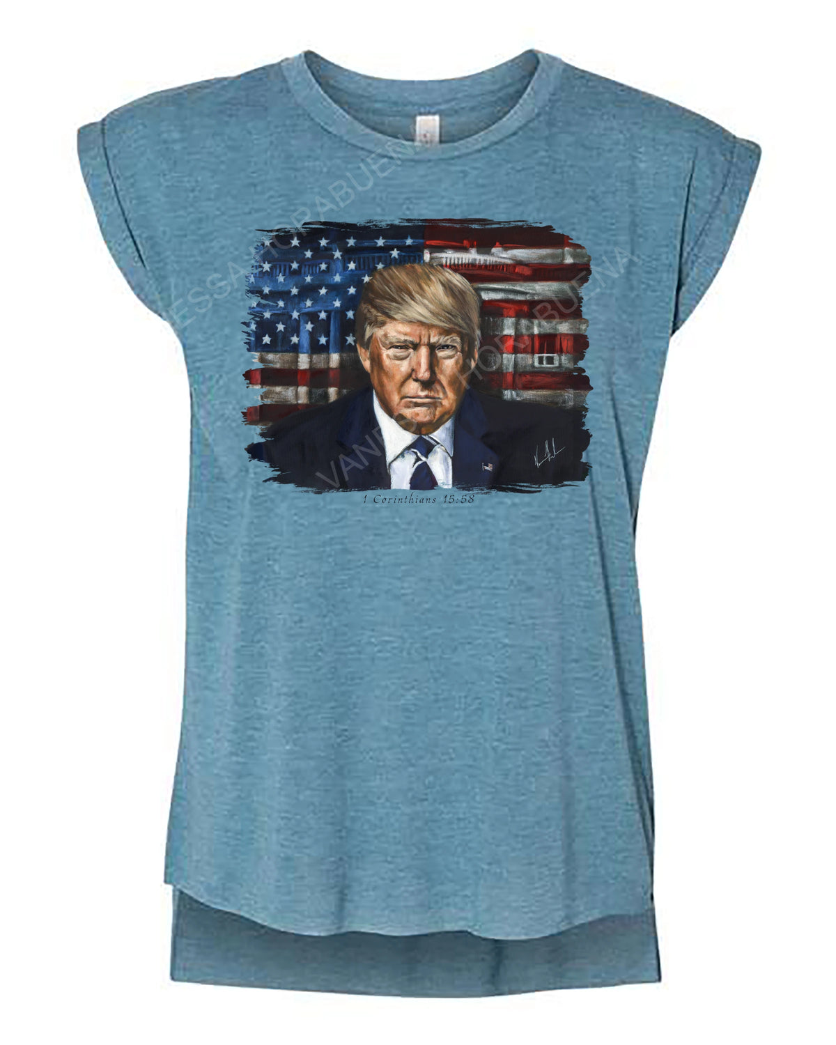 Commander in Chief - Ladies Rolled Sleeve Muscle T-Shirt