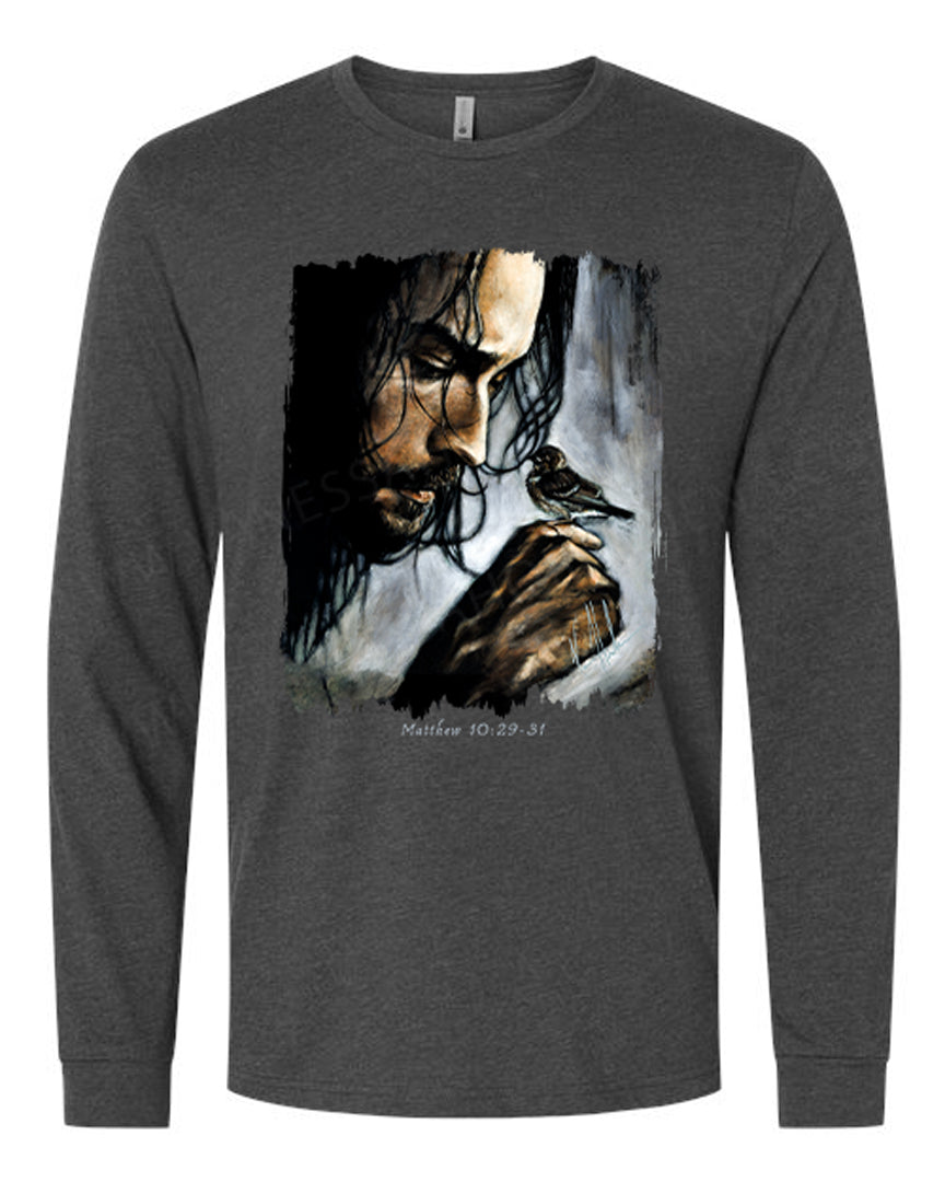 Watcher of the Sparrow - Unisex T-Shirt Vanessa Horabuena Long Sleeve Charcoal Small