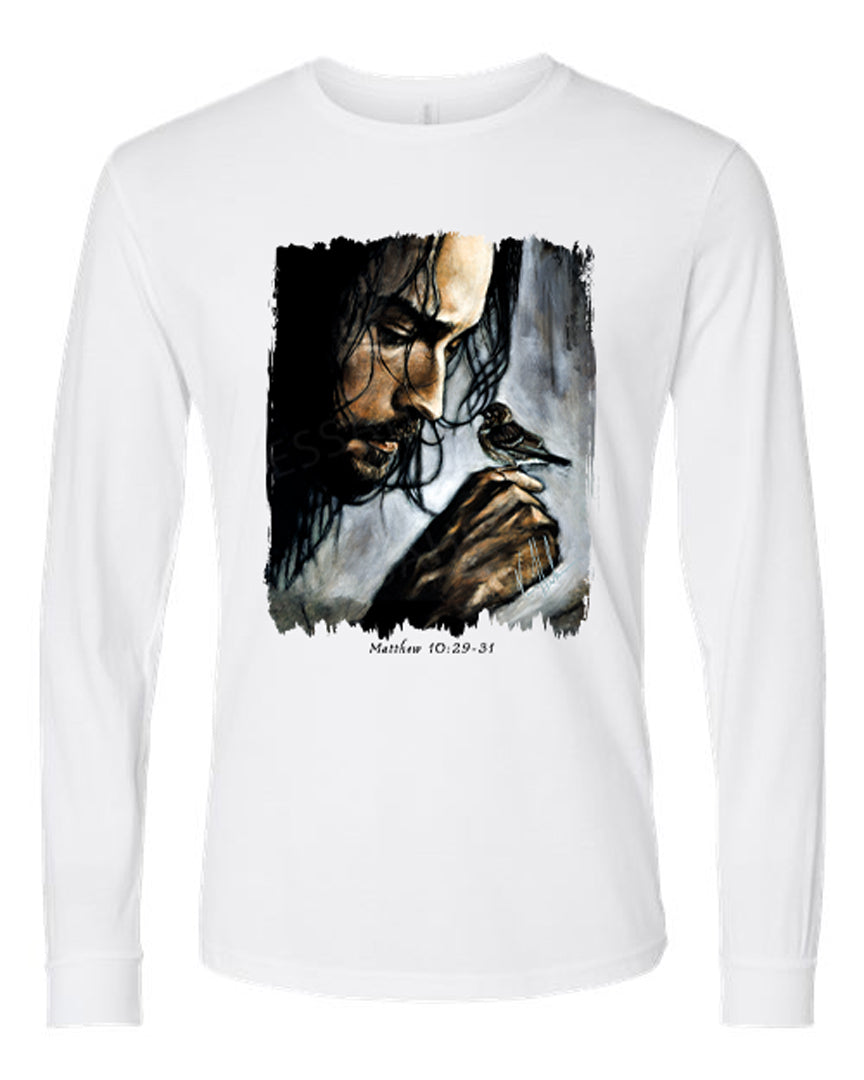 Watcher of the Sparrow - Unisex T-Shirt Vanessa Horabuena Long Sleeve White Small