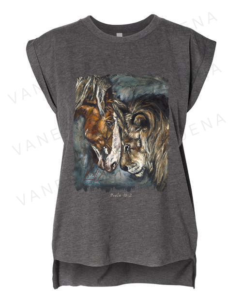 Courage & Strength - Ladies Rolled Sleeve Muscle T-Shirt