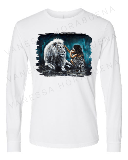 Intimacy with God (Blue Background) - Unisex T-Shirt Vanessa Horabuena Long Sleeve White Small