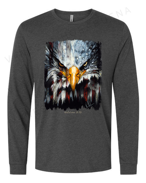 Stripes of Freedom - Unisex T-Shirt Vanessa Horabuena Long Sleeve Charcoal Small